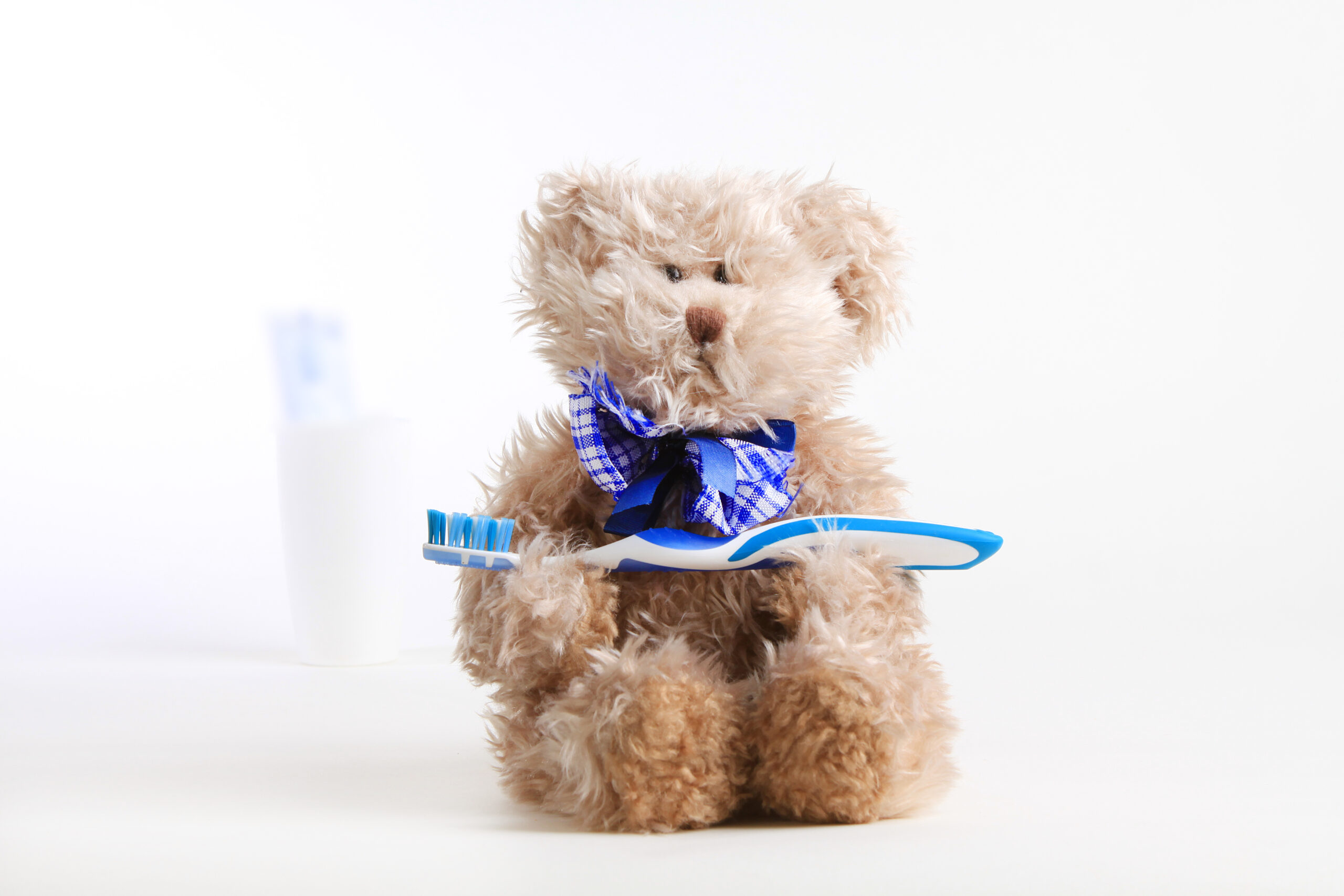 Teddy mit Zahnbrste und Becher